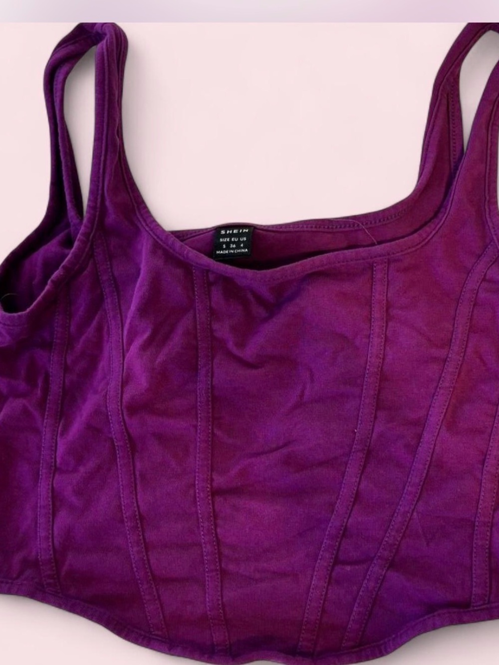 SHEIN Purple Seamed Crop Tank Top